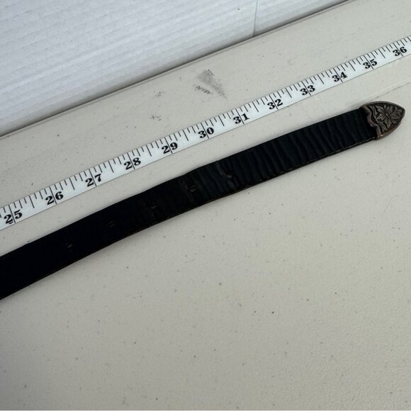 Vintage Johnny Goods Western Handcrafted Boho Leather Black Belt - Picture 7 of 10